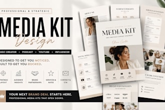 design a professional media kit for podcast, ugc creator, youtube influencer