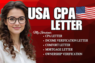 write and sign USA cpa letter, proof of funds, income verification letter