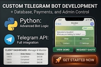 develop a custom telegram bot with database integration and admin panel
