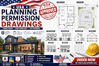 create UK and USA planning permission drawings house extension permit plans