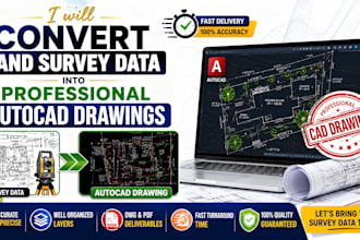 convert land survey data into professional autocad drawings