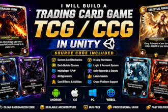 develop a unity 2d card game, multiplayer card game, tcg, ccg, or board game