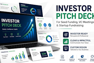create investor pitch deck for seed funding, vc meetings and startup fundraising