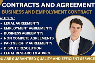 draft legal contract executive employment agreement business agreement contract