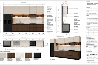 do cabinet design, kitchen cabinet, wardrobe, millwork and joinery drawing plans