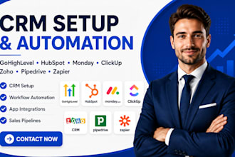 setup gohighlevel clickup hubspot monday CRM zoho pipedrive zapier integration