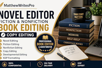 be your novel editor, fiction editor, nonfiction ghostwriter, nonfiction book