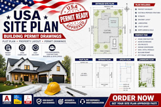create USA site plan building permit plot plan residential permit drawings
