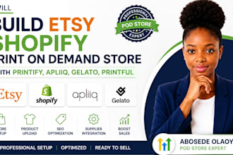 build etsy shopify print on demand store with printify, apliiq, gelato, printful