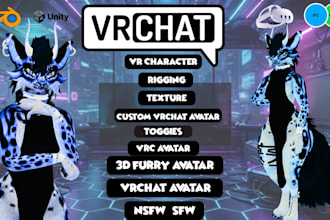 do custom vrchat avatar vrc avatar vrm furry avatar VR character nsfw commission