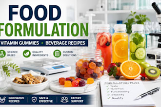 do food formulation, vitamin gummies ,beverage  recipe development