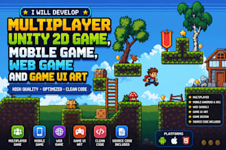 develop multiplayer unity 2d game, mobile game, web game and game ui art