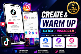 create and professionally warmup your tiktok and instagram account