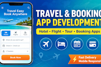 build travel app, hotel booking app, city tour app or flight booking app