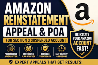 write amazon reinstatement appeal poa for section 3 suspended account