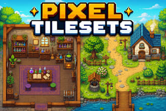 create custom pixel art tilesets and game enviroment assets for unity and godot
