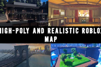 build high poly map, 3d realistic environment, terrain, level design in roblox
