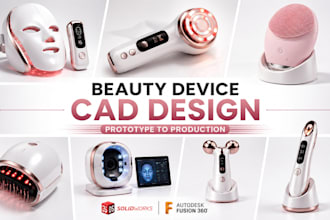 do beauty device design, product prototype, solidworks fusion360 modeling