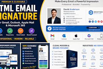create clickable HTML email signature footer template for outlook, gmail, apple