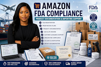 handle amazon fda compliance, product documentation, and importing