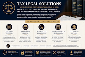 prepare tax legal opinions, irs response letters, and business tax documents