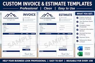 create a professional estimate and invoice template for you