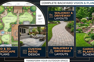 do backyard design, landscape plan, patio, deck, walkway garden layout