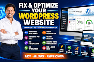 build divi wordpress website fix bugs in divi website divi builder elementor pro