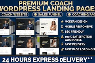 design coaches wordpress elementor website, wordpress landingpage, wordpress seo