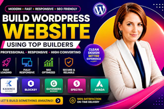 build wordpress website using kadence, blocksy, gutenberg block, spectra, avada