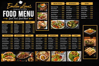 design food menu, cafe menu, digital menu board and restaurant menu design