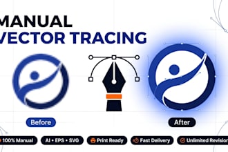manually vector trace, redraw, recreate vectorize your logo