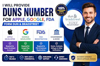 provide d u n s number for apple, google, fda form dun bradstreet