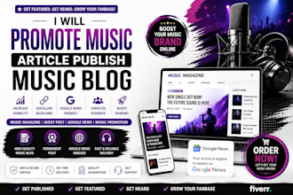 promote music article publish music blog google news music magazine website seo