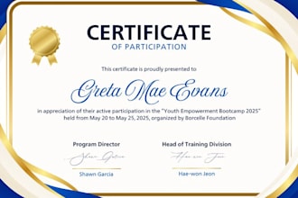design professional certificate of appreciation, achievement, completion