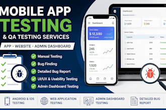mobile app testing, QA testing, android testing, ios testing, admin dashboard
