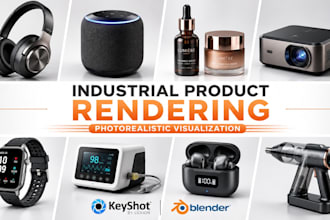 industrial product rendering, 3d visual, keyshot blender photorealistic render