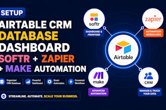 setup airtable crm database dashboard softr zapier make automation