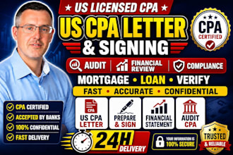prepare US CPA letter audit financial CPA expense ratio letter employment letter