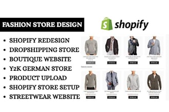 design y2k shopify fashion website, shopify boutique clothing streetwear store