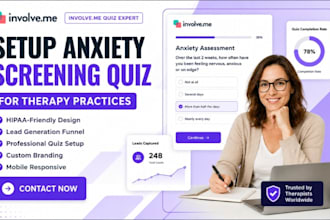 setup an involve me anxiety screening quiz for therapy practices