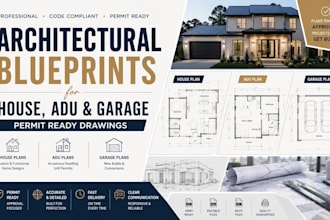 create architectural blueprints for house, adu and garage permit