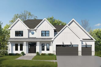 design photorealistic 3d exterior house rendering, architectural visualization