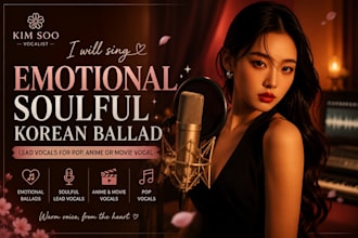 sing emotional soulful female korean ballad lead vocals pop anime or movie vocal