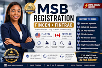 register your msb with fincen, fintrac and provide aml compliance