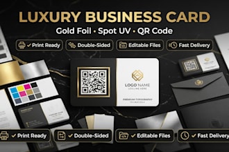 design business card vista print, gold foil, print ready, spot uv qr code design