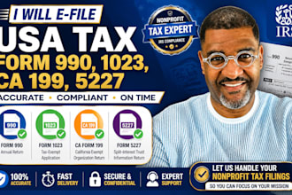 prepare and efile irs form 990 1023 ca 199 and form 5227