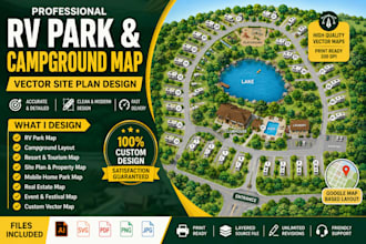 design rv park map, campground map and custom vector site plan