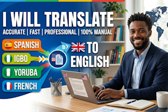 translate spanish, igbo, yoruba and french to english