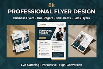 design business flyer, one pager, sell sheet, or sales flyer